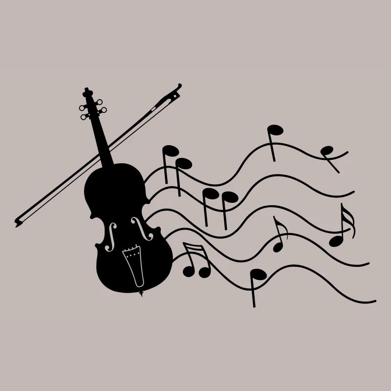 Violin with music notes shadow image,