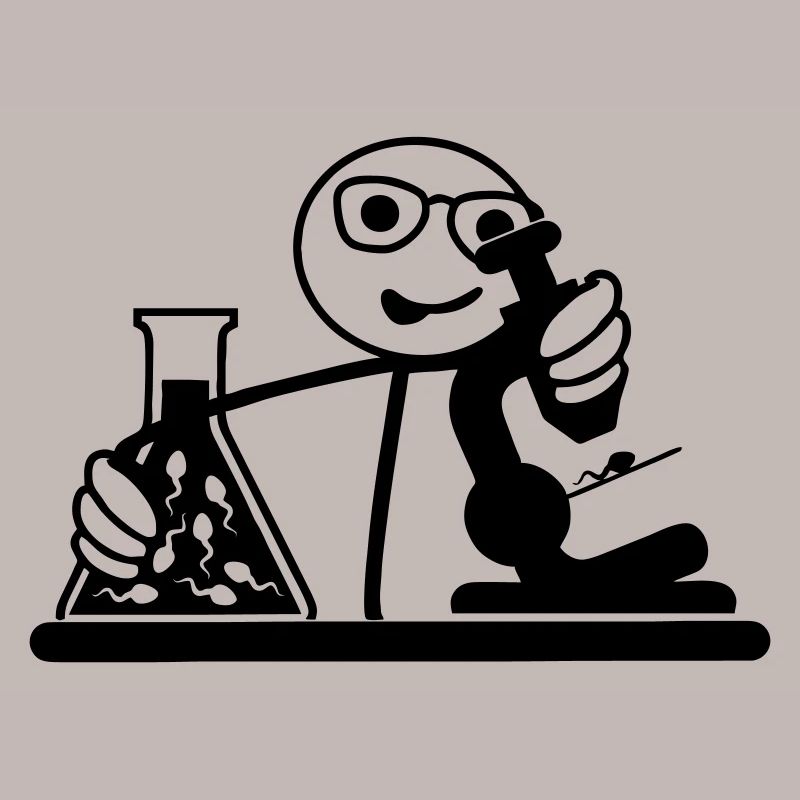 Biologist looks at seed in microscope