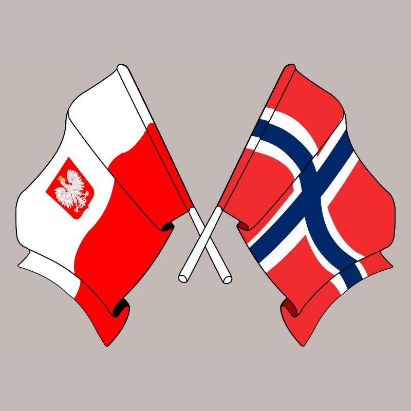 Drapeau de la Pologne et drapeau de la Norvège