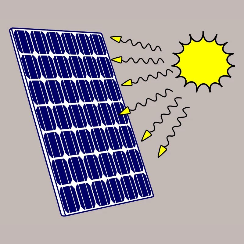 Solar panel with Solar radiation and sun