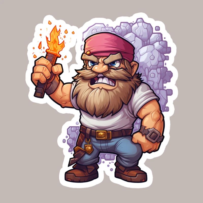 Pixel Dwarf With Torch Mining Game Shirt