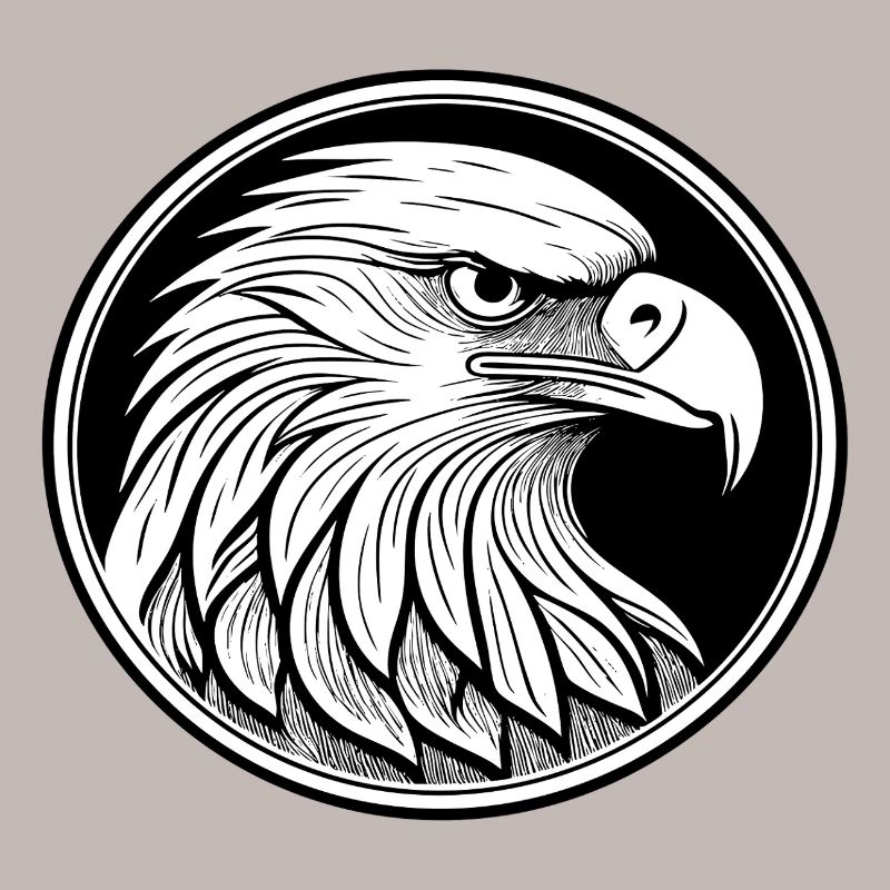 Stylized eagle in black and white design