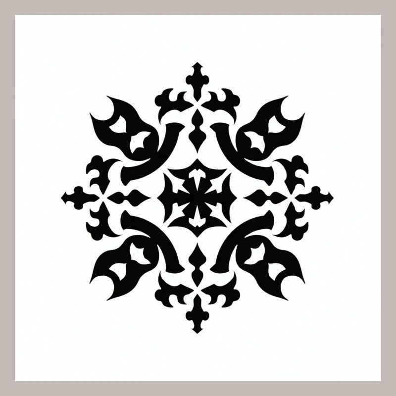 Motif complexe de flocon de neige noir