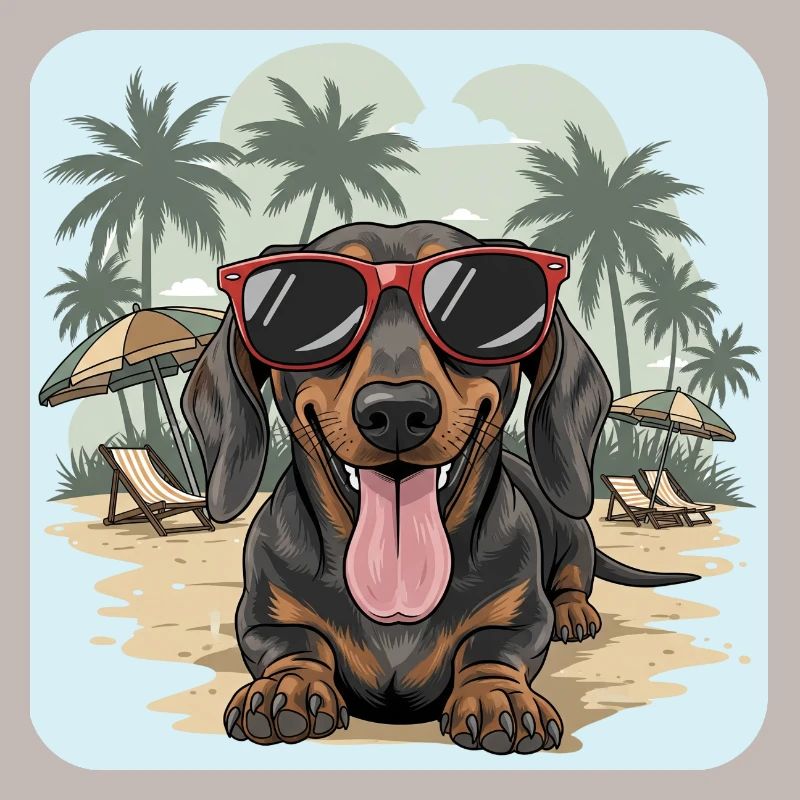 Dackel Beach Dackel Dackel mit cooler Brille