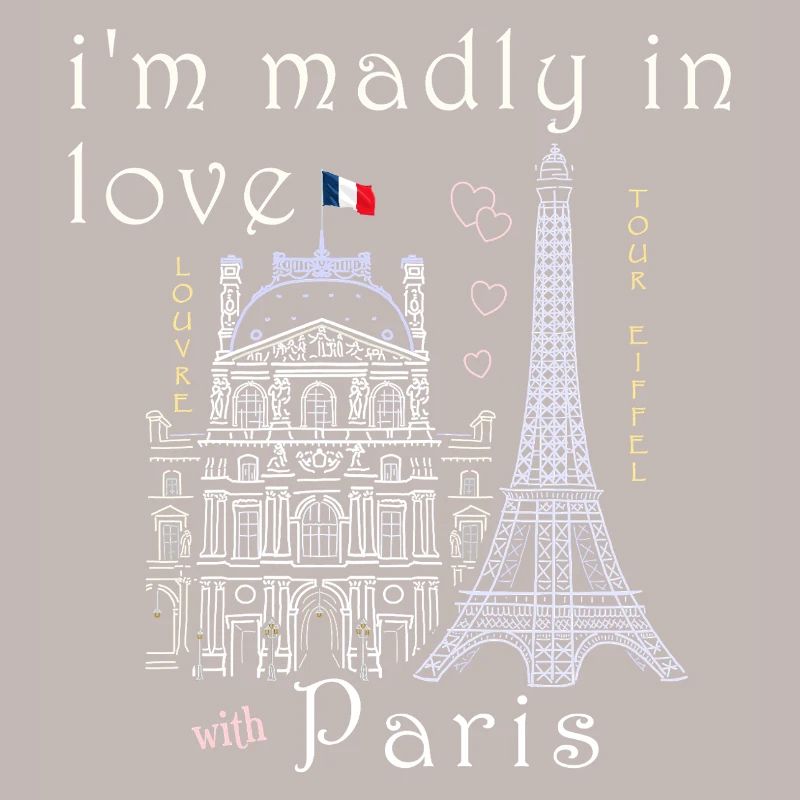 Paris, Louvre and Eiffel Tower hand-drawn
