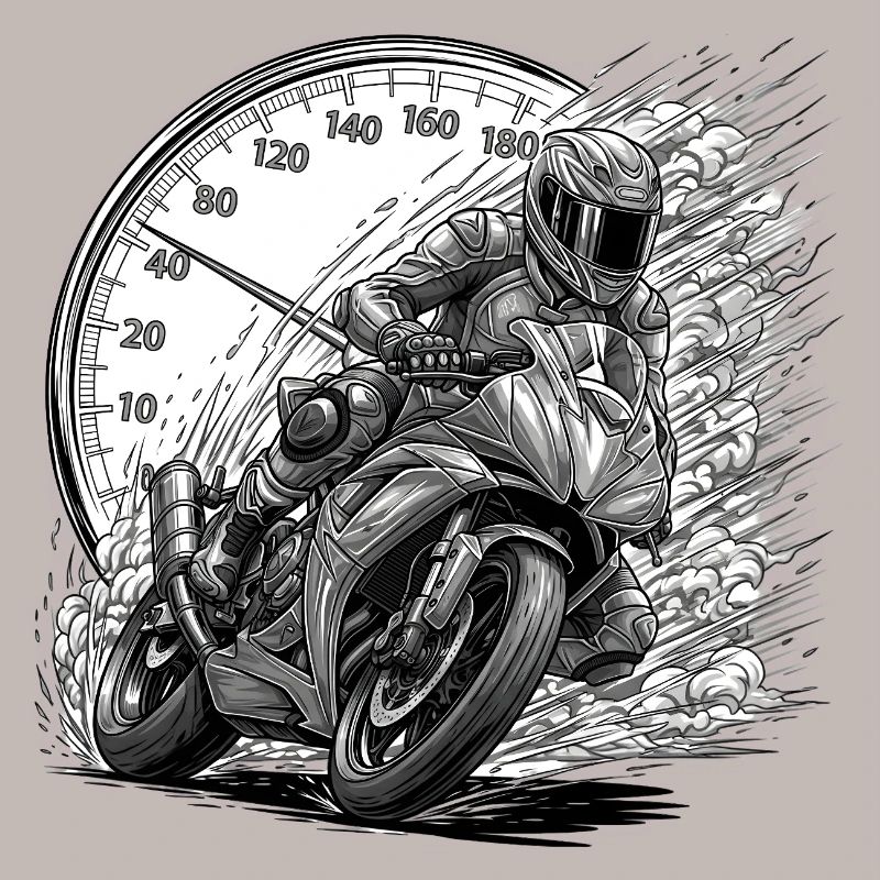 Biker, der von Geschwindigkeit angetrieben wird