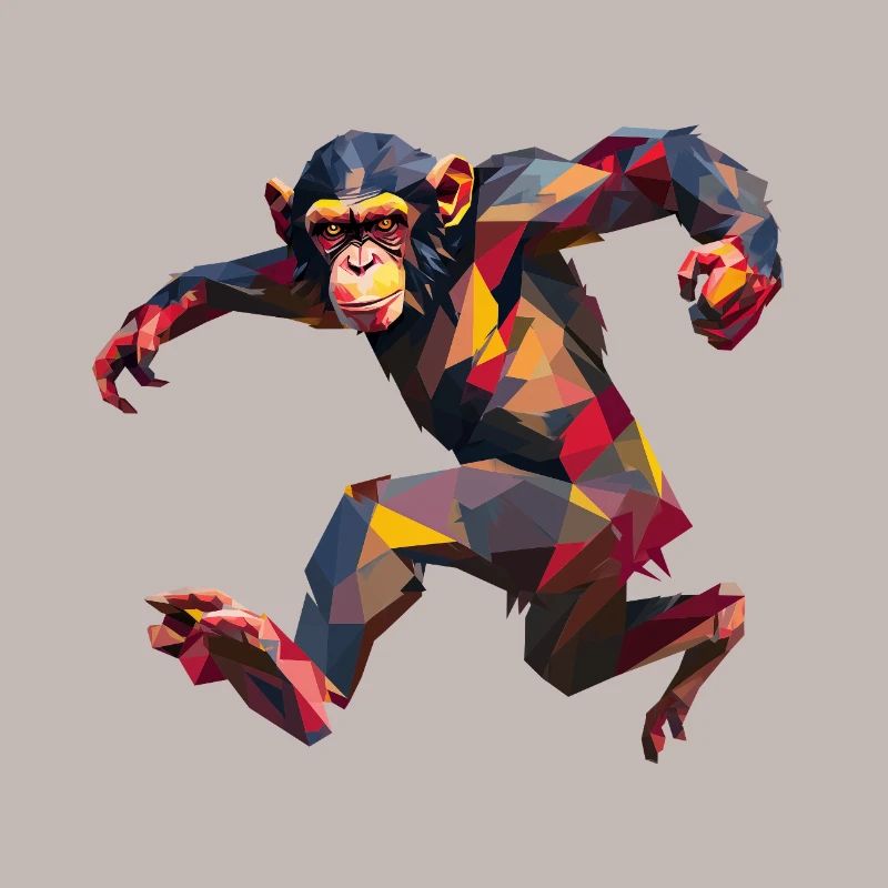 Conception de logo Low Poly Chimpanzee Sprint