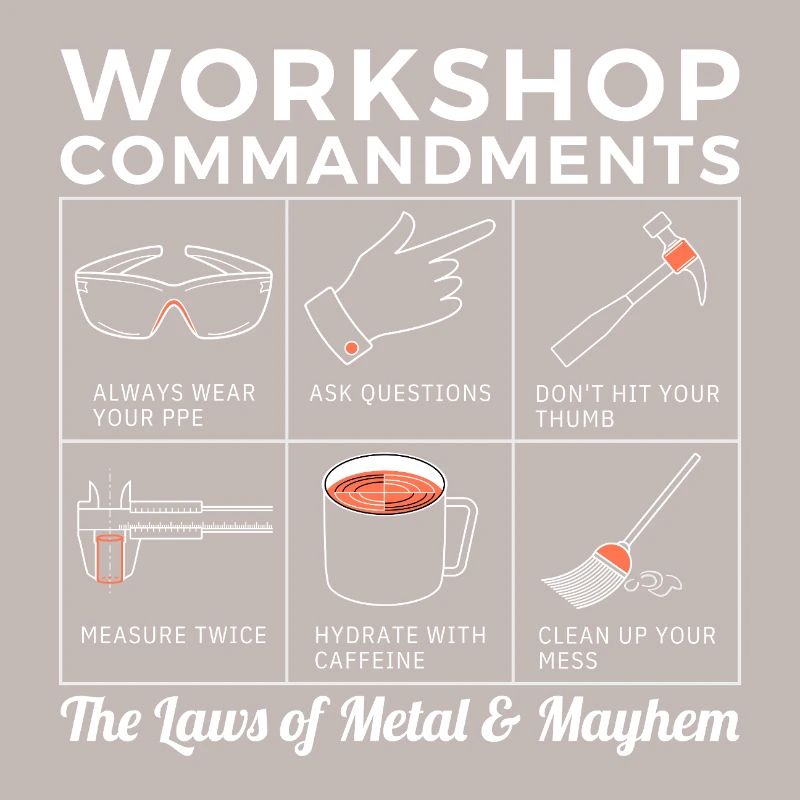 Workshop Rules, Sarcastic Machinist & Engineer Tee