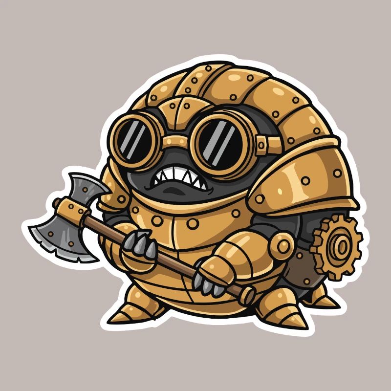 Sowbug Warrior Steampunk Axe Copper Armor