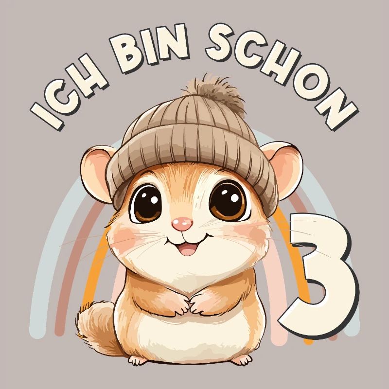 3. Geburtstag Hamster Regenbogen Süß Niedlich