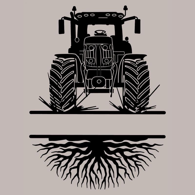 Tractor through mud under growing roots