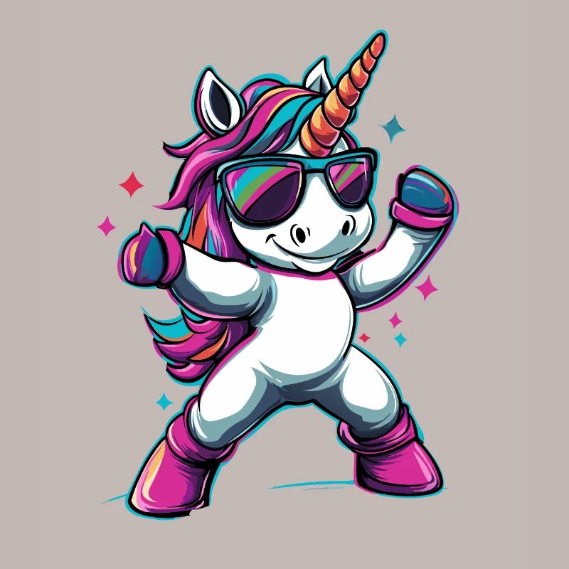 Cooles dabbendes Einhorn mit Sonnenbrille