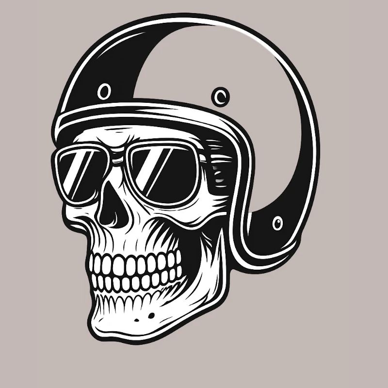 Skeleton biker with helmet image
