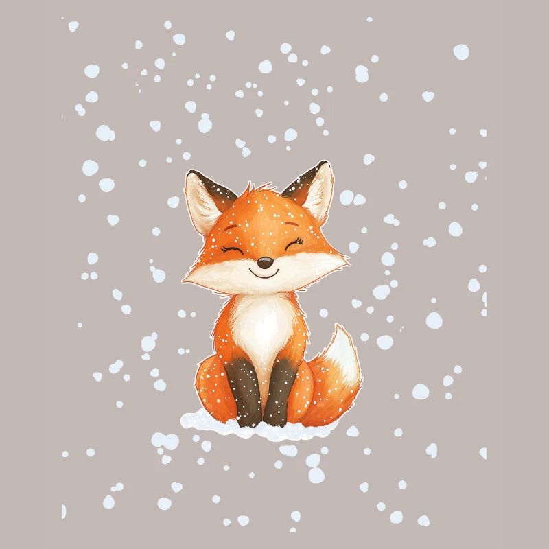 Fuchs mit Schneeflocken