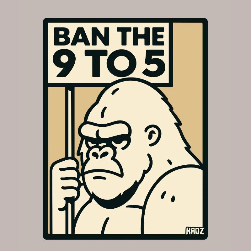 Gorilla against 9 to 5 office and work
