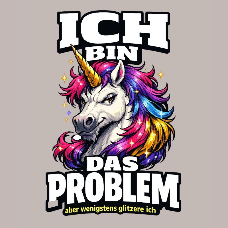 Ich bin das Problem Einhorn Spruch mit Glitzer