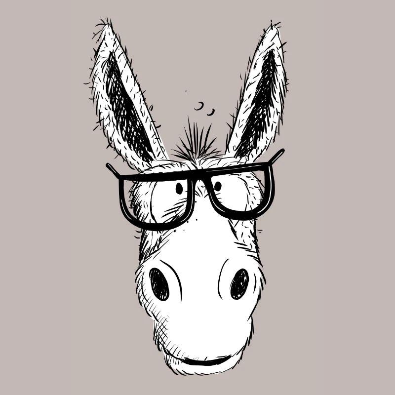 Cool Nerd Donkey With Glasses I Comic Drawing
