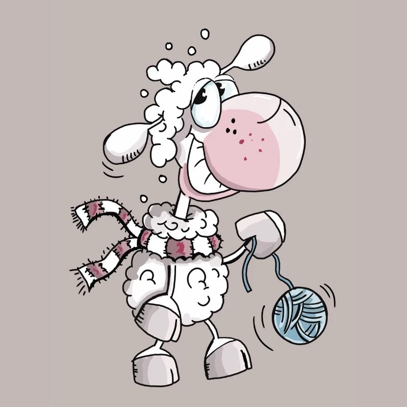 Schaf mit Wollknäuel - Schafe - Schäfchen - Comic