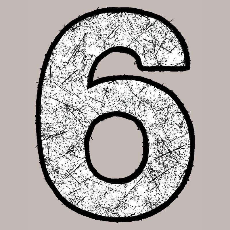 Six chiffres avec texture scratch