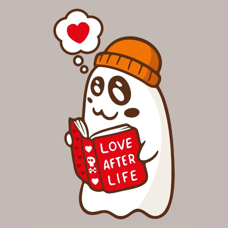 Spooky Cute Ghost Reading Love Book