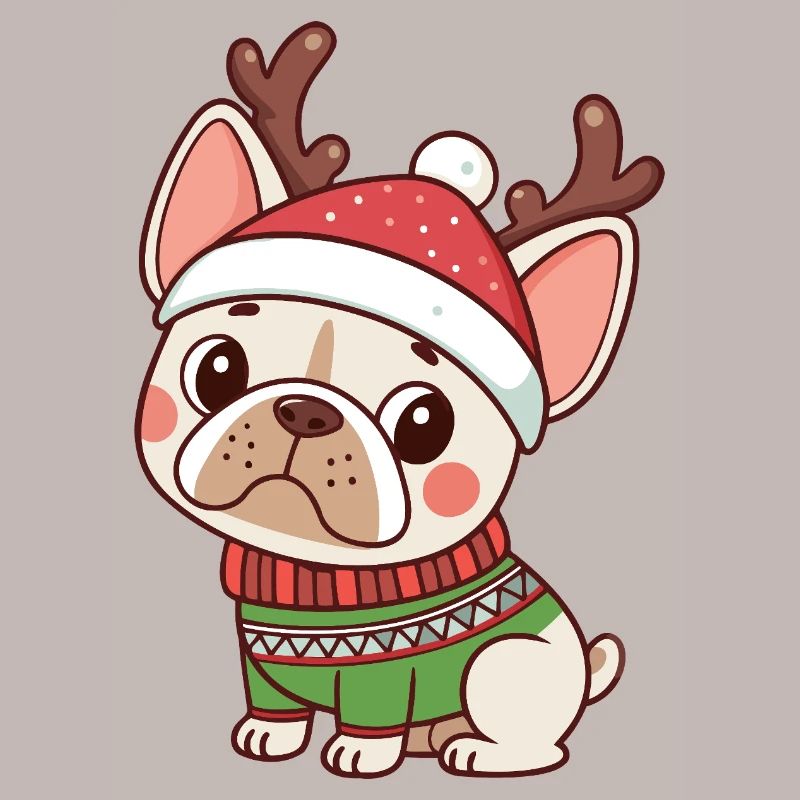 Chiot Noël Bonnet et Pull Vert