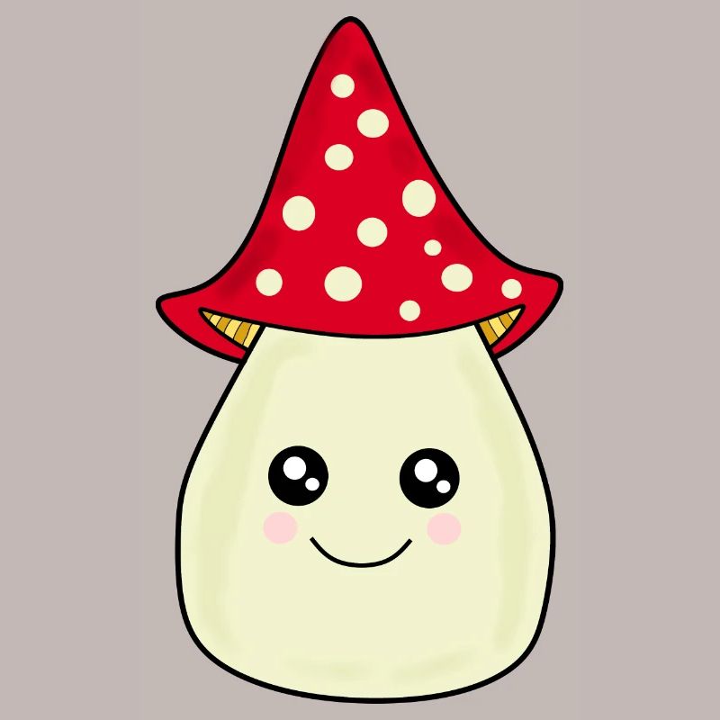 Kawaii champignon Toadstool mignon rouge avec visage