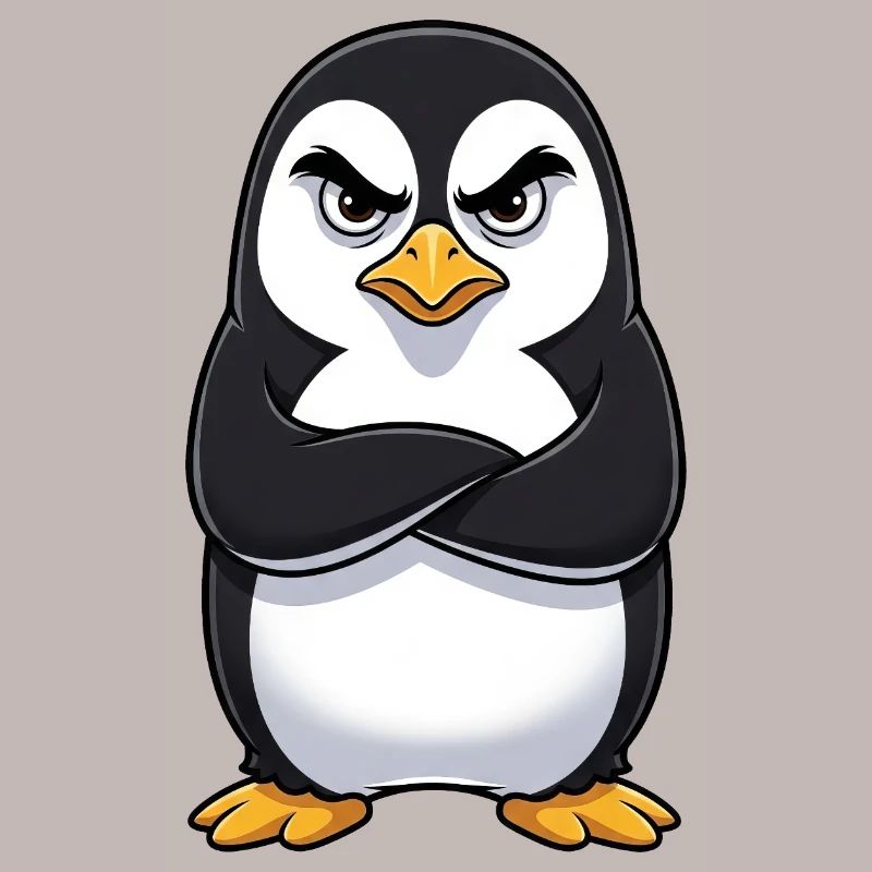 Grumpy Penguin Cartoon Sour Grumpy Annoyed