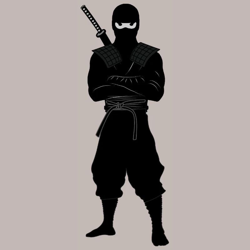 Ninja coriace avec une épée dans le dos