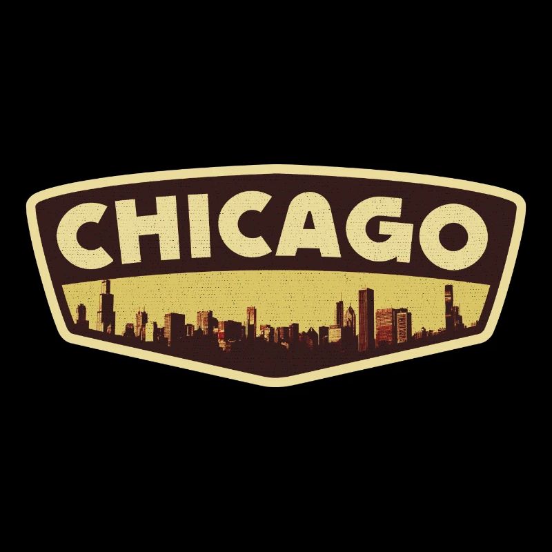 Chicago Skyline Retro Abzeichen