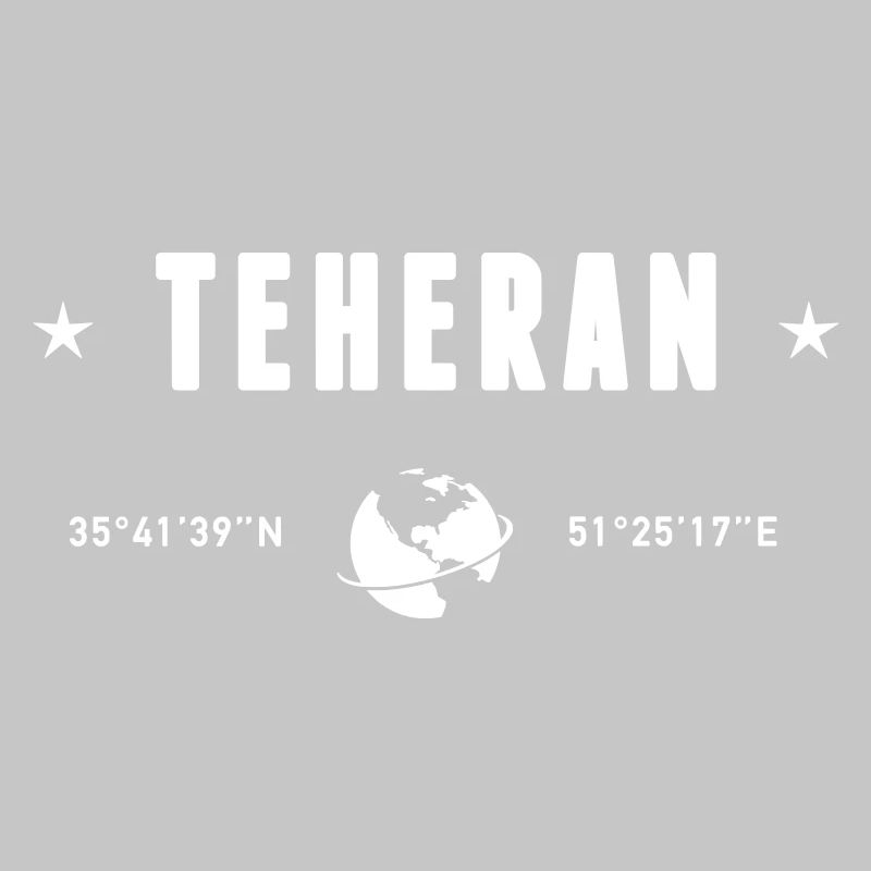 Tehran Iran Coordinates Planet Earth White
