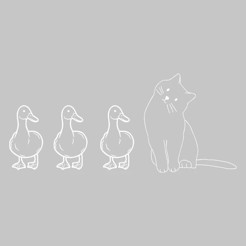 Cute Animals Ducks and Cat