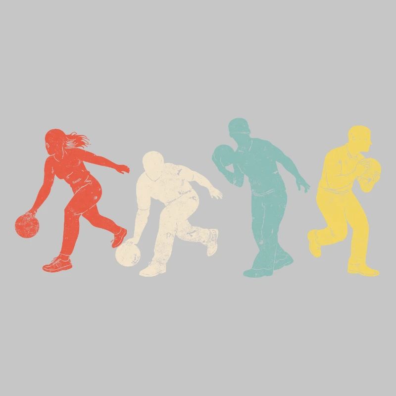 Dynamic bowling silhouettes in colors