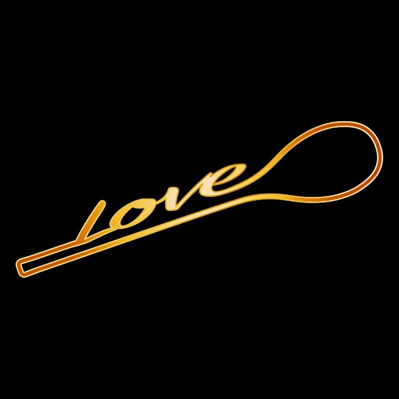 Cooked with love - golden cooking spoon with typo