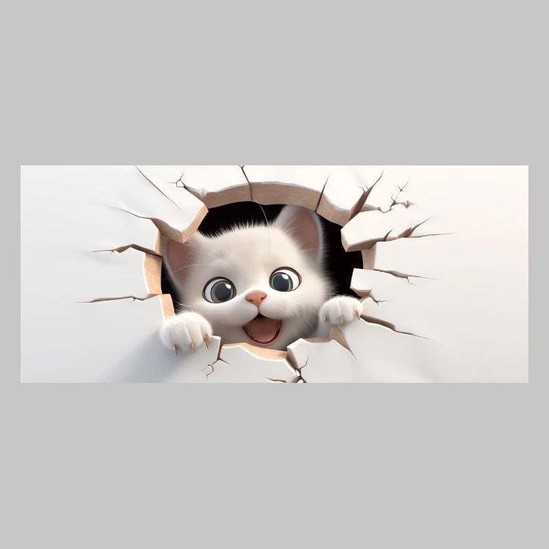 Kleine 3D-Katze in einem Loch