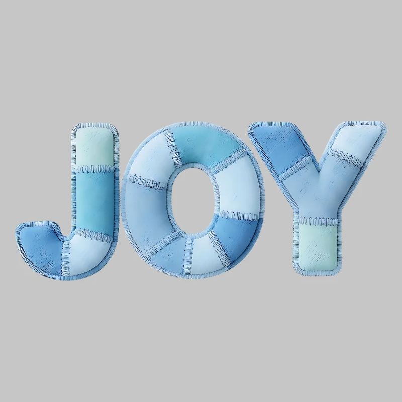 Blue Patchwork Joy Lettering