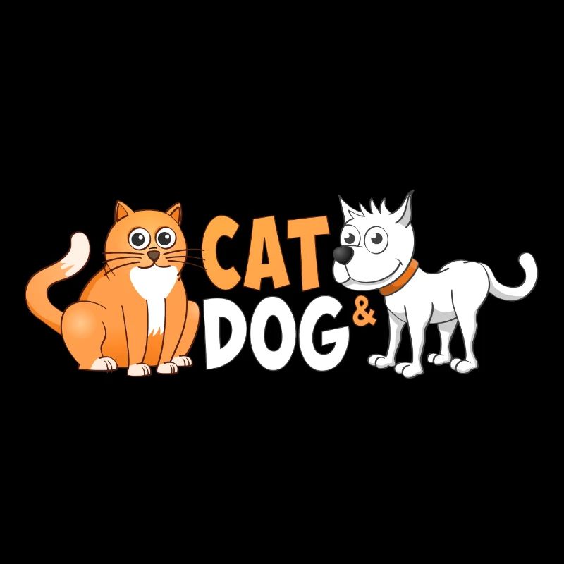 Fröhliches Bild einer Katze und eines Hundes.