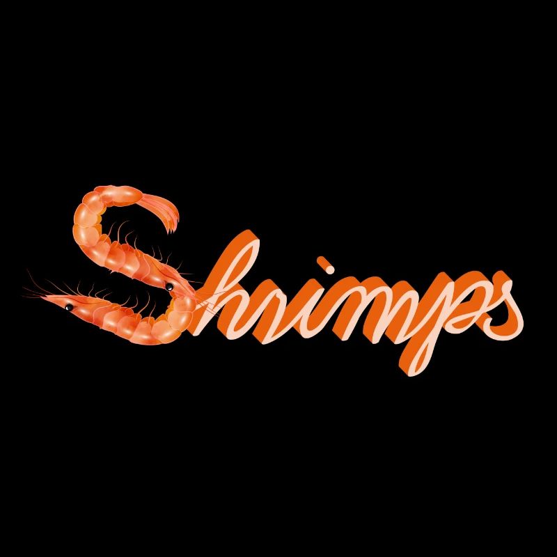 zwei Garnelen oder Shrimps als witzige Typografie