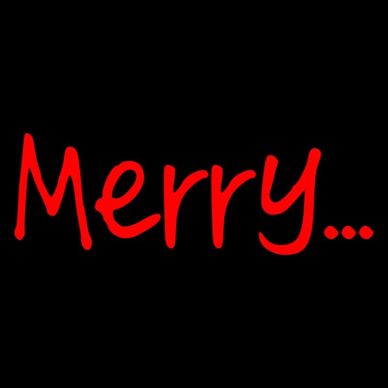 Red Merry Script on Black