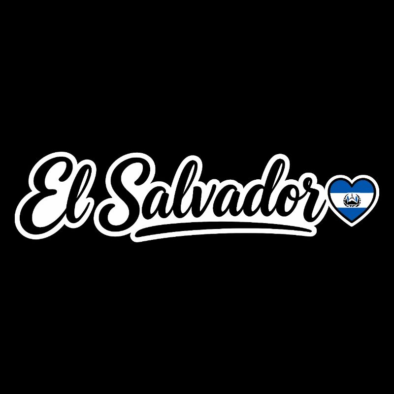 El Salvador Script with Flag Heart Patriotic