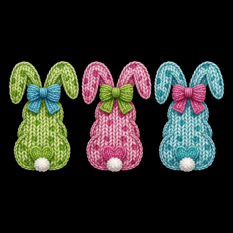 Easter Bunnies Easter Bunny 3 Bunnies Faux Yarn Easter