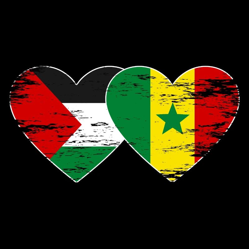Palestine Sénégal drapeau coeur utilisé