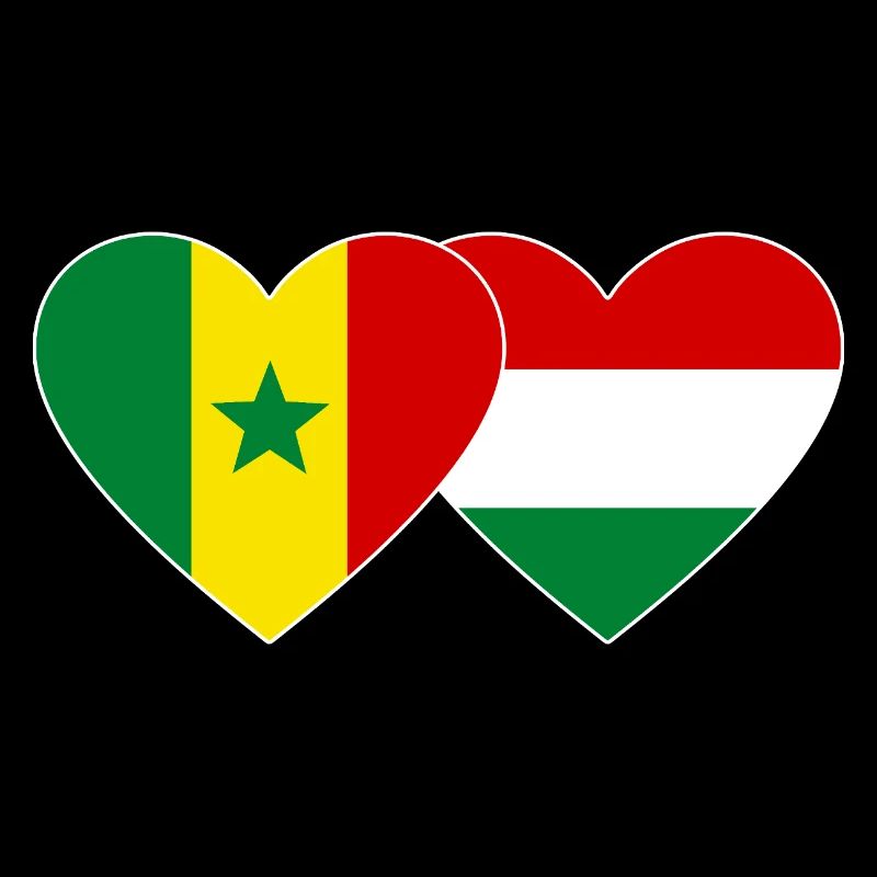 Sénégal Hongrie Drapeau Mains Coeur Forme