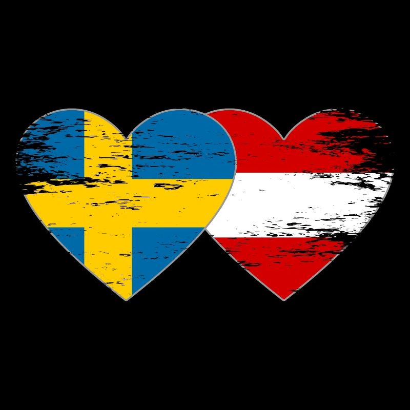 Suède Autriche Drapeau Coeur utilisé
