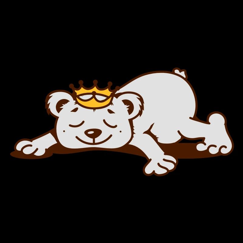 small bear with a golden crown sleeps
