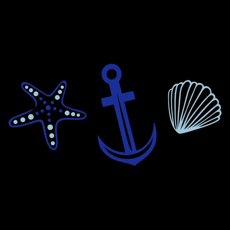 Ancre avec les étoiles de mer et le coquillage.