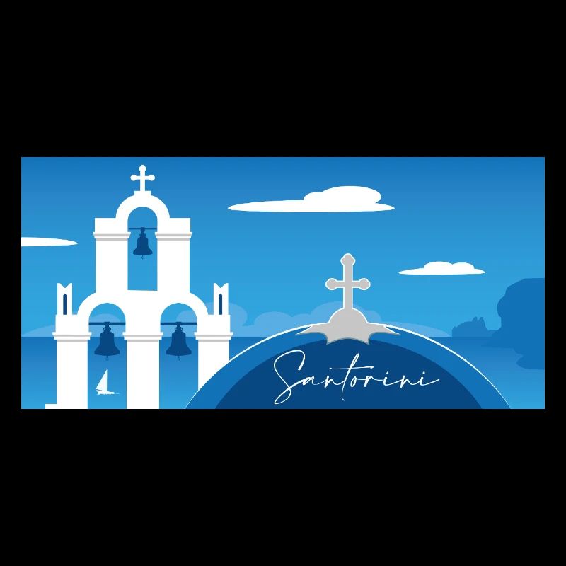 Santorini Panorama von der Kirche aus