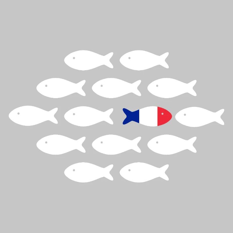Fish in rows with tricolor fish
