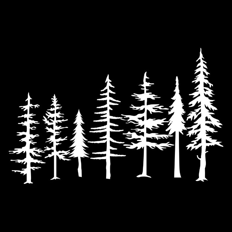 Silhouette monochrome de forêt de pins