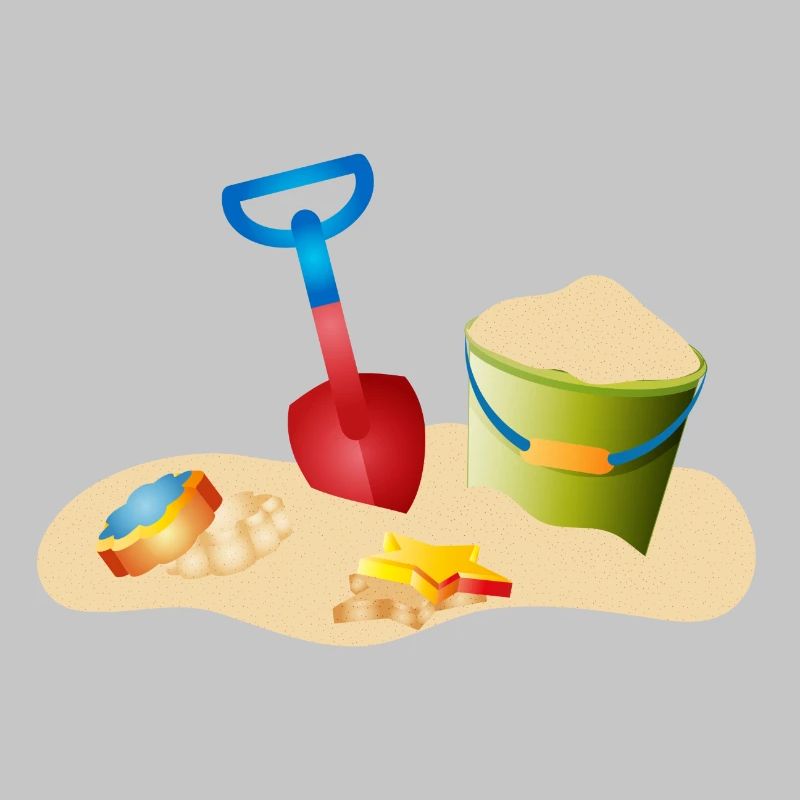 Jouets de sable sur la plage ou dans le bac à sable