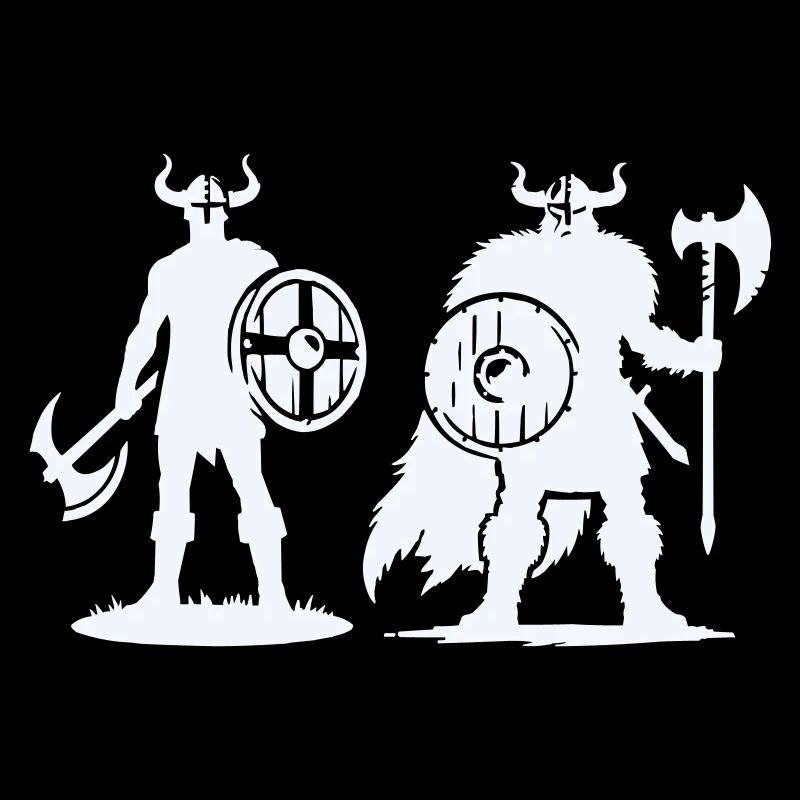 Wikinger-Duo: Schild & Beil im Schatten